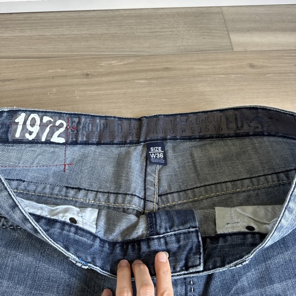 VTG Ecko UNLTD Shorts Mens 36 Blue Denim Baggy Wide Leg Jean Jorts Skater Y2K Bl - Picture 8 of 15